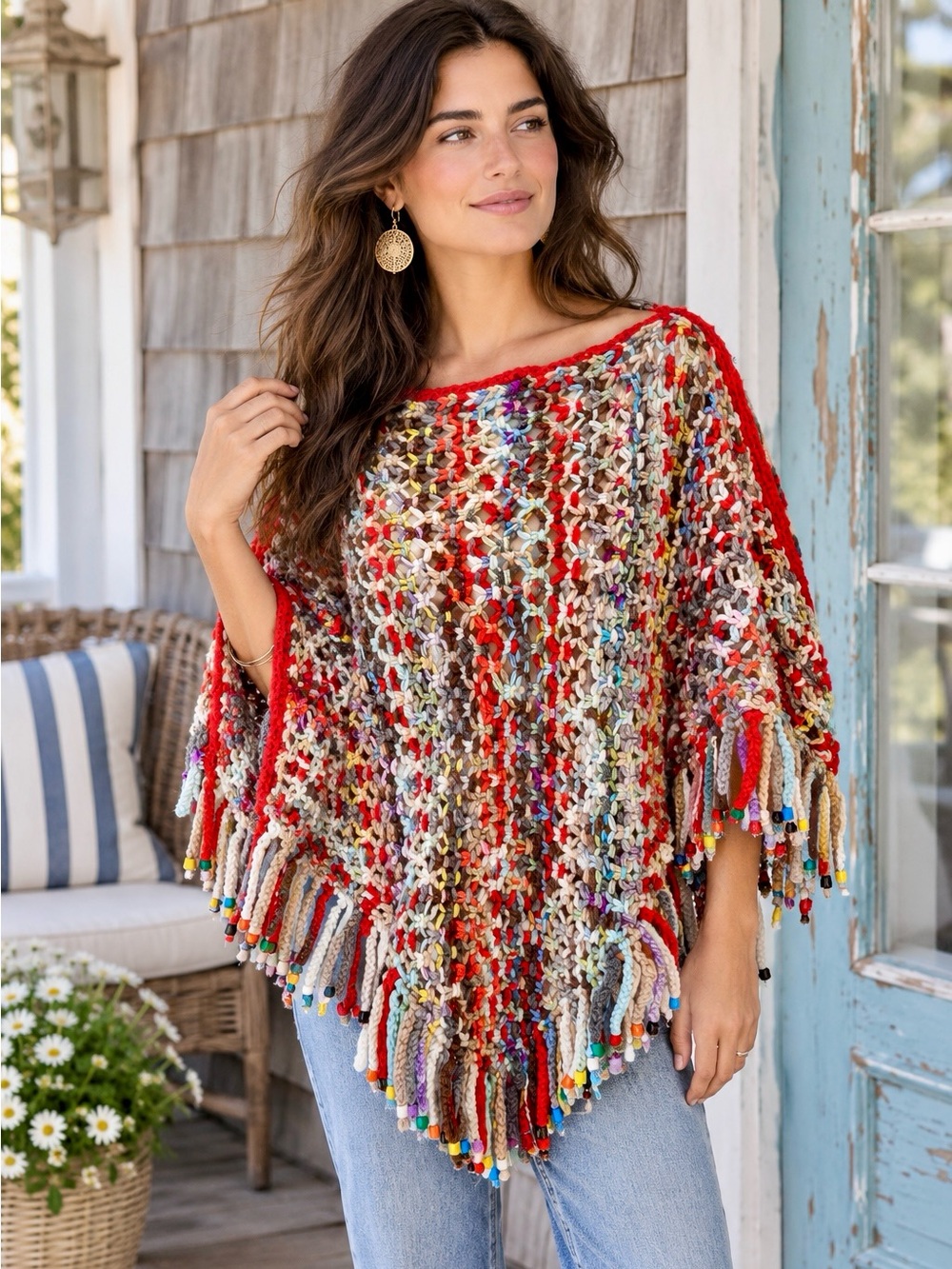 Handmade Knit Shawl Poncho